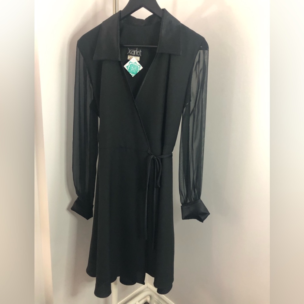 Vintage long sleeve black midi dress size 6